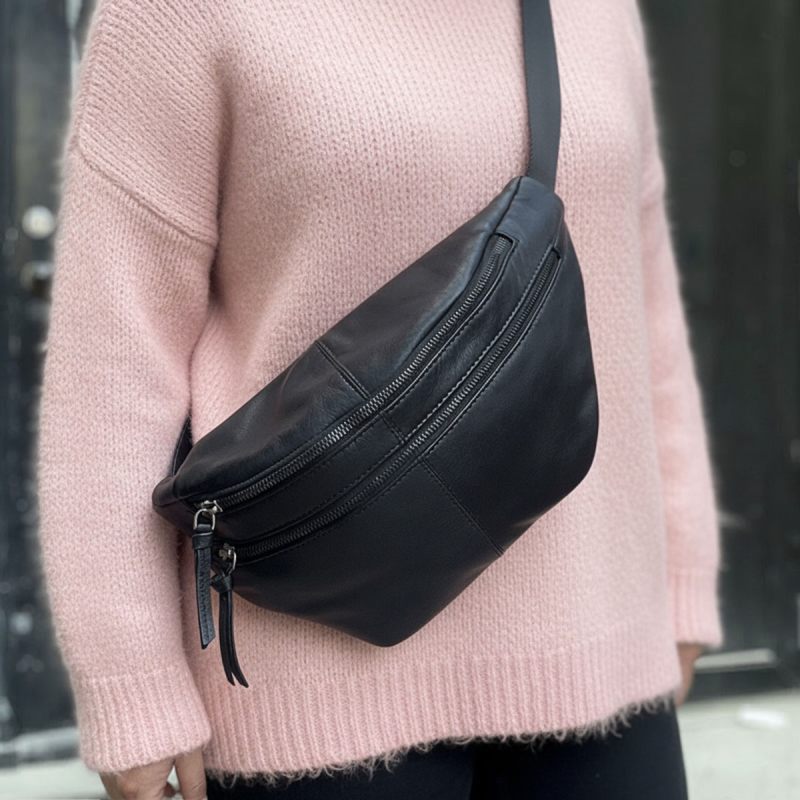 Vivian bumbag i blød skind - sort - Freja skind