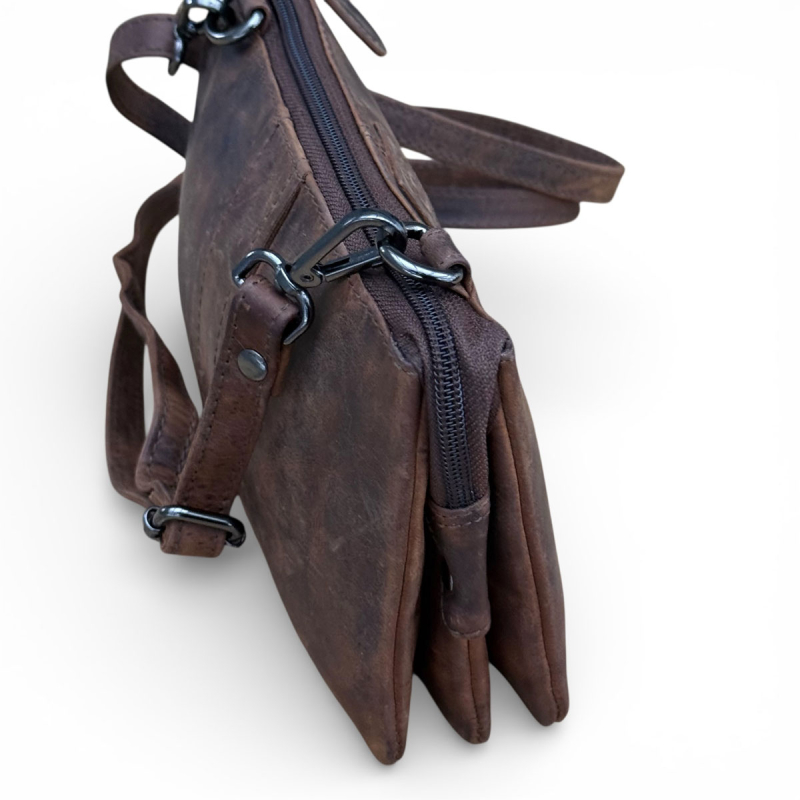 Petra skuldertaske i hunterbrun læder - Leather design - Freja skind
