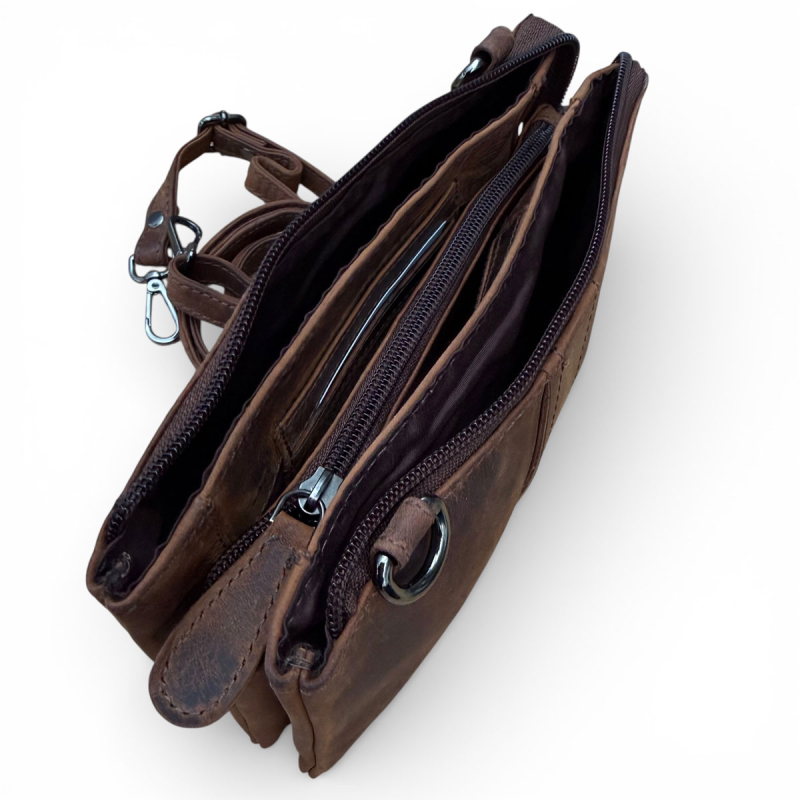 Petra skuldertaske i hunterbrun læder - Leather design - Freja skind