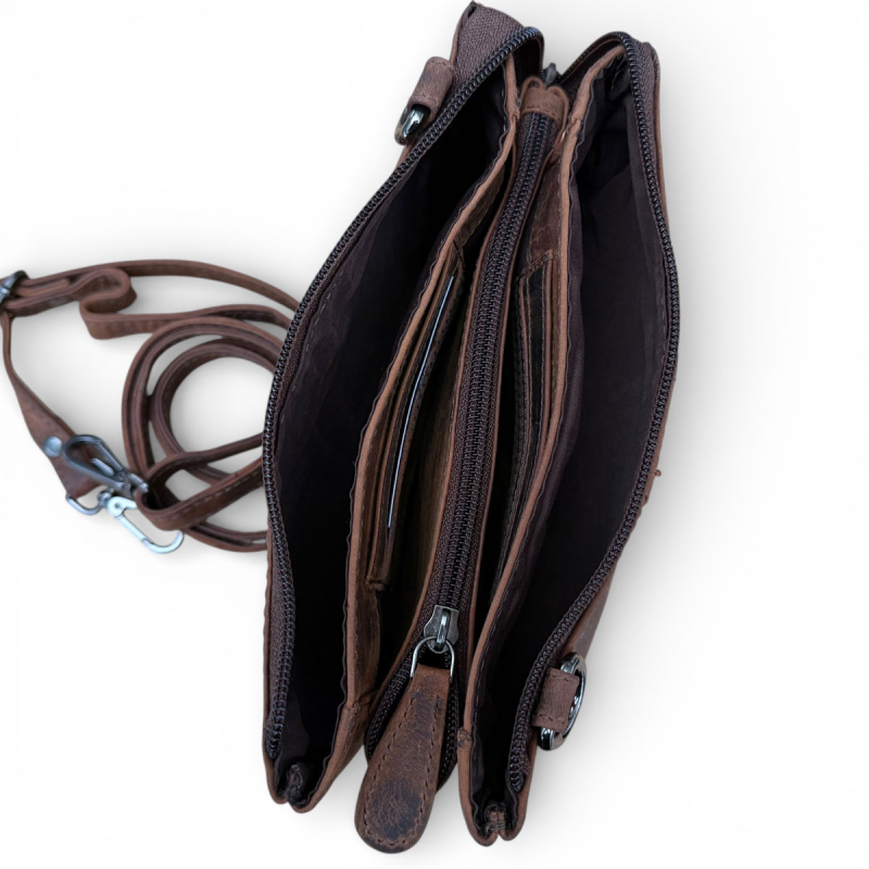 Petra skuldertaske i hunterbrun læder - Leather design - Freja skind