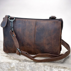 Petra skuldertaske i hunterbrun læder - Leather design - Freja skind