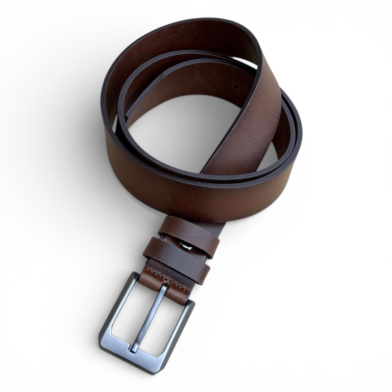 Mørk cognac Lyon læderbælte fra Freja skind