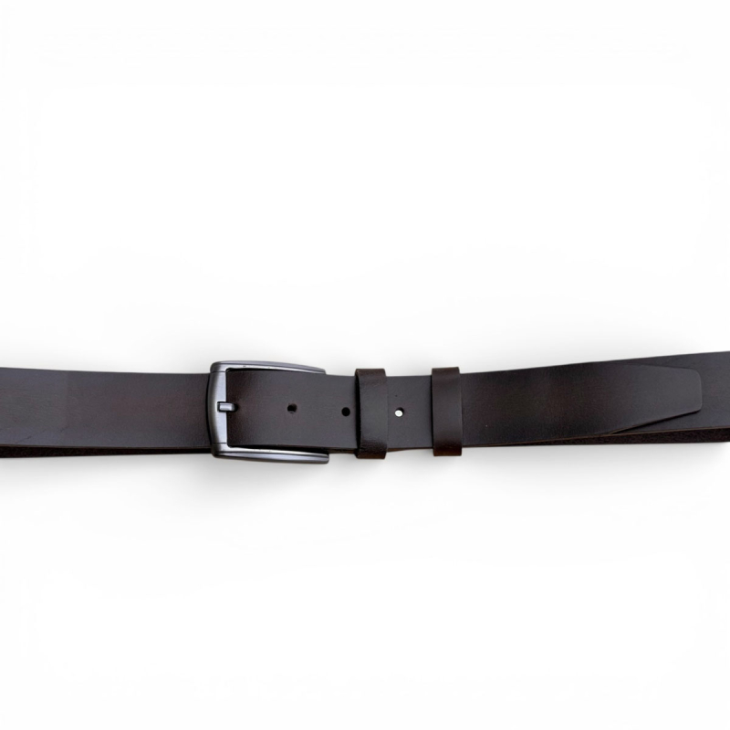 Lyon læderbælte i mørk brun kernelæder - unisex - Freja skind