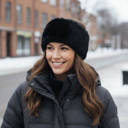 sort pandebånd af strikket mink - Levinsky