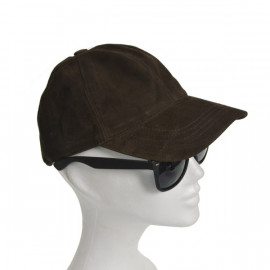 Dame ruskinds cap - mørk brun - Freja skind