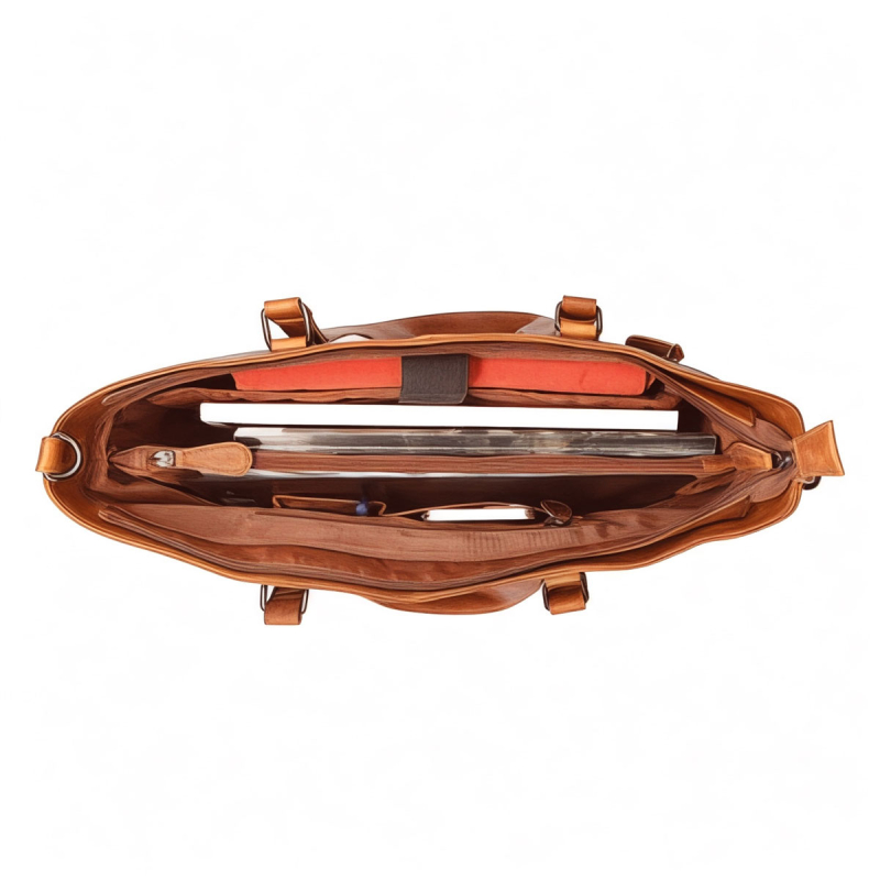 Monique shopper - Arbejdstaske med plads til pc mm - patineret cognac bøffel - Leather design - UR 894 - Freja skind