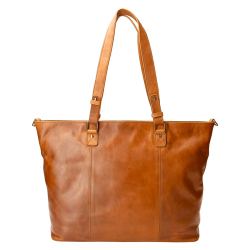 Monique shopper - Arbejdstaske med plads til pc mm - patineret cognac bøffel - Leather design - UR 894 - Freja skind