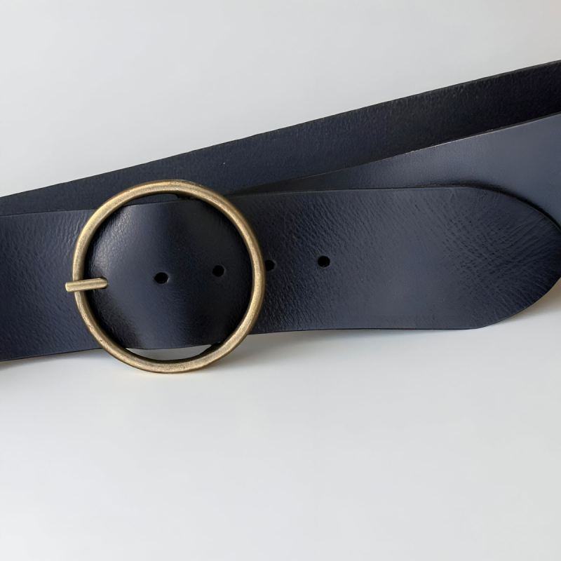 Terra taljebælte i sort kernelæder - Freja skind