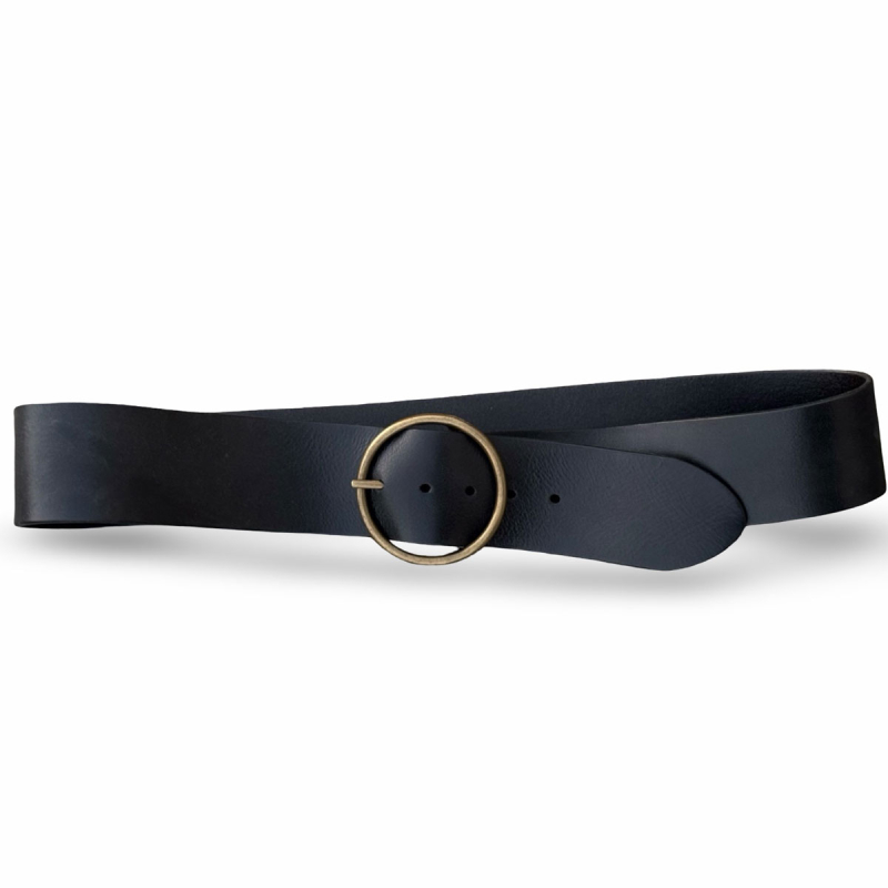 Terra taljebælte i sort kernelæder - Freja skind