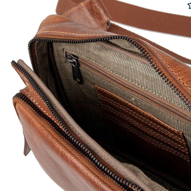 Knox herrbumbag i patinerat cognac buffelläder - Montana