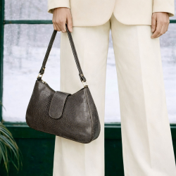 Gladys skuldertaske i croco præget skind - To remme - UR 1216 Leather design
