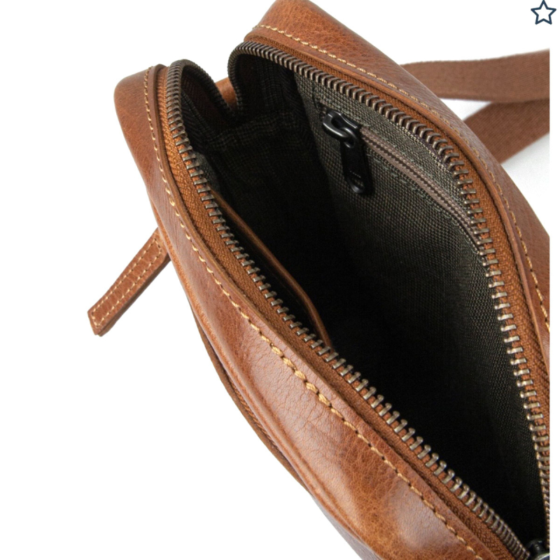Axel crossbody herrväska i patinerat cognac buffelläder - Montana