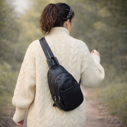 Alice rygsæk - sleekbag - crossbody - Blød sort skind - Freja skind