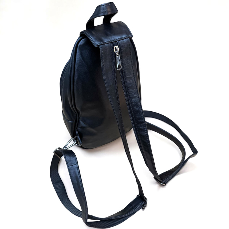 Alice ryggsäck - Crossbody-väska - Mjuk svart skinn - Freja Skind