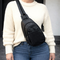 Alice rygsæk - sleekbag - crossbody - Blød sort skind - Freja skind