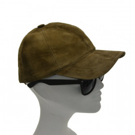 Dame ruskinds cap - oliven grøn - Freja skind