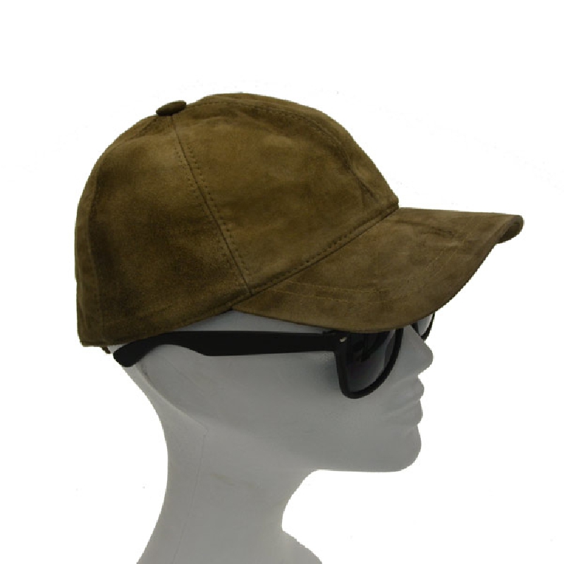 Dame ruskinds cap - oliven grøn - Freja skind