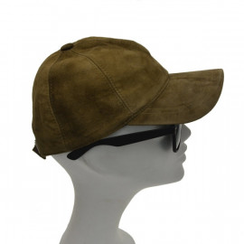 Dame ruskinds cap - oliven grøn - Freja skind