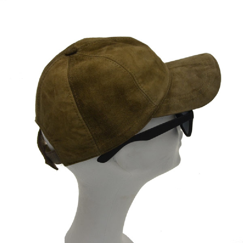 Dame ruskinds cap - oliven grøn - Freja skind