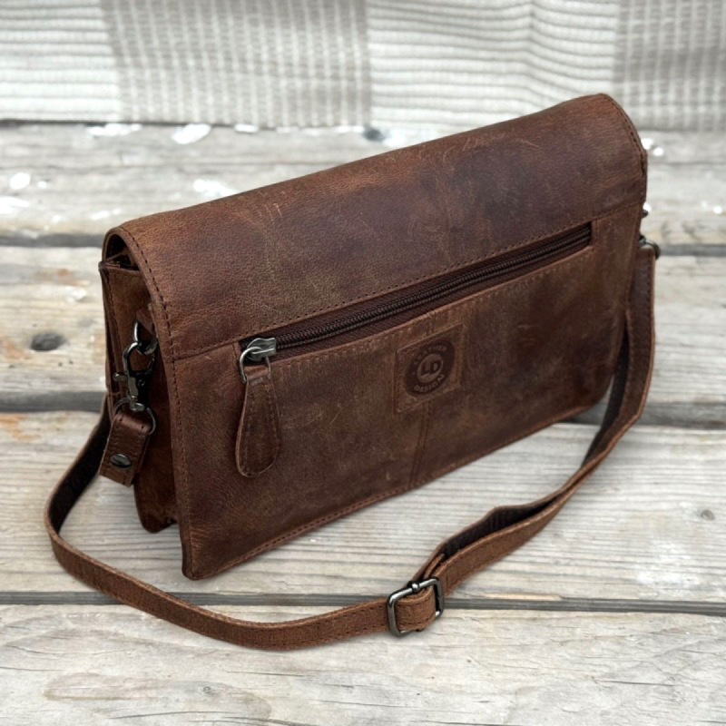 Luna skinnväska med lock - Hunter brun buffelskinn - Leather design