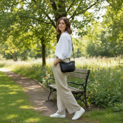Sort Lida crossbody taske fra Treats  - Freja skind