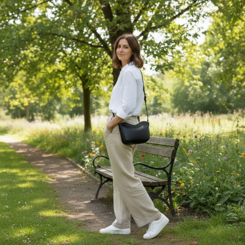 Sort Lida crossbody taske fra Treats  - Freja skind