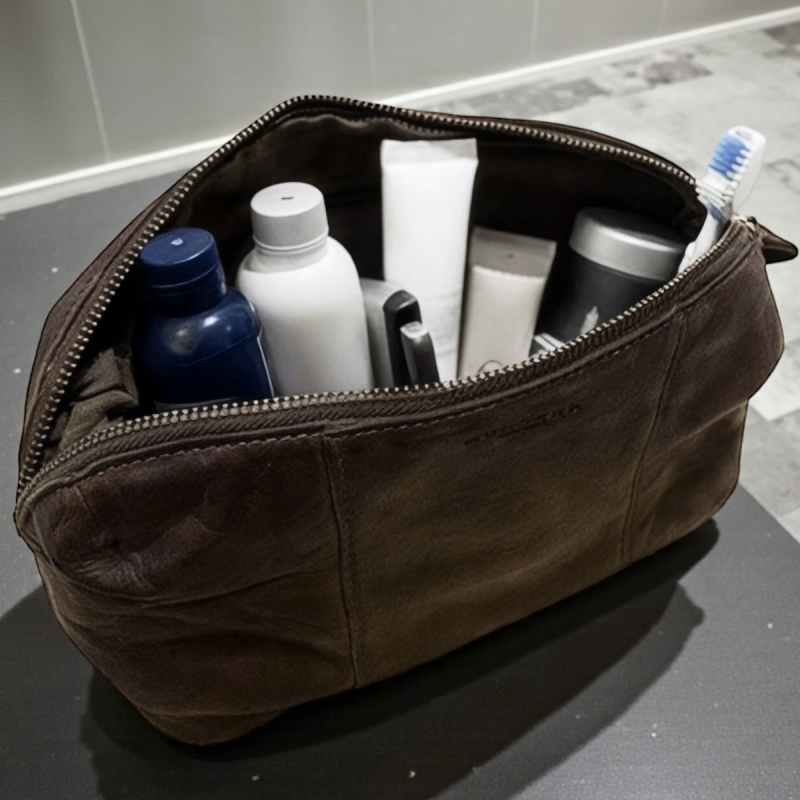 Cora toilettaske i brun skind - 272210