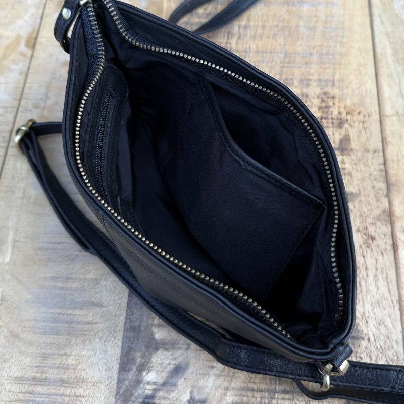Sort Gwen crossbody taske i blød bøffelskind - Treats 282451