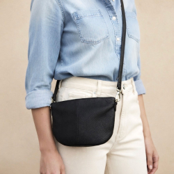 Sort Gwen crossbody taske i blød bøffelskind - Treats 282451