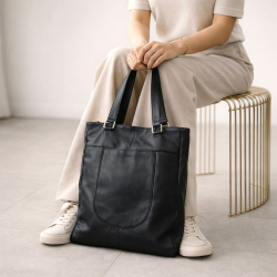 Lilly-Flora-Shopper - Sort kalveskind - Treats - 282114