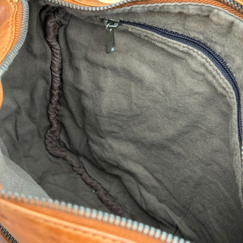 Hardin lædertaske - crossbody - to remme - patineret cognac - Montana