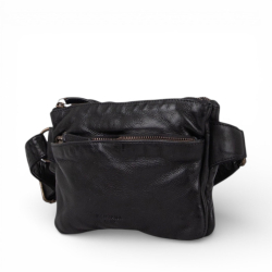 sort Brisbin bumbag i sort bøffellæder - Freja skind