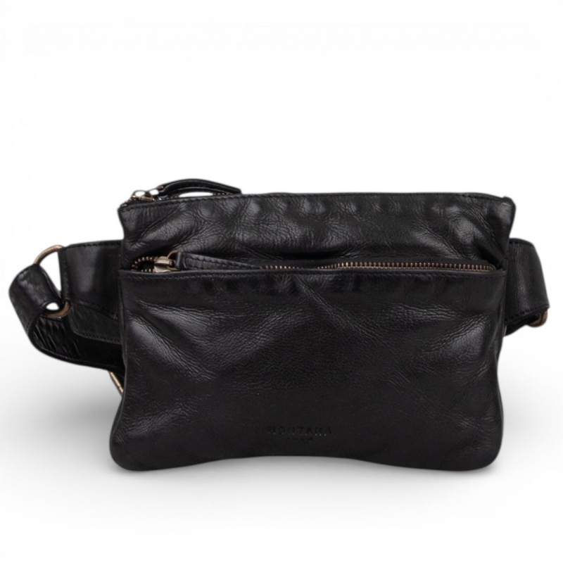 sort Brisbin bumbag i sort bøffellæder - Freja skind