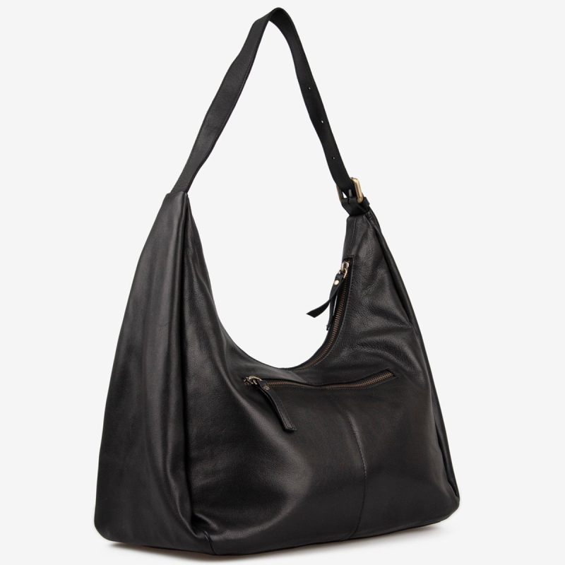 Ragnhild skuldertske i blød sort kalveskind - Treats - Freja skind