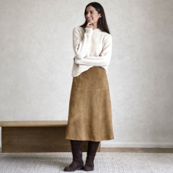 nederdel i Ruskind - Nude brown  - Flora fra BTF-CPH 100287