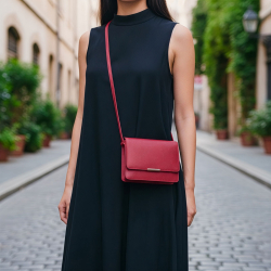 Veronica skuldertaske med klap - Selskabstaske - præget kalveskind - Leather design - Freja skind