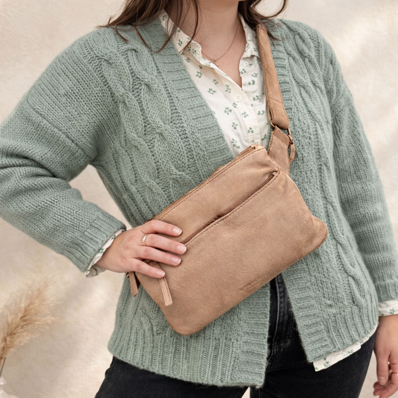 Brisbin bumbag - Walnut farvet bøffel - Montana - Freja skind