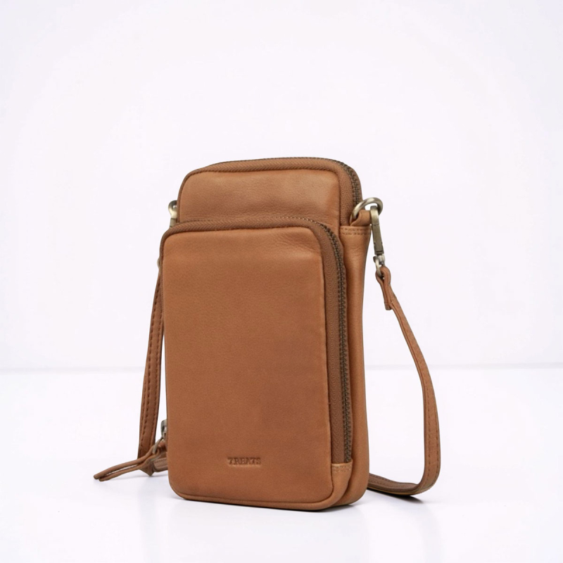 Gaia mobiltaske i blød cognac kalveskind - Treats - 282450