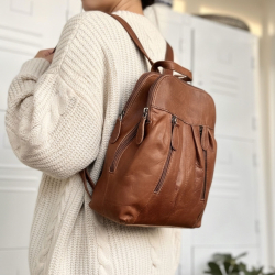 Camilla rygsæk i natur farvet læder - Leather design UR 659 H - Freja skind