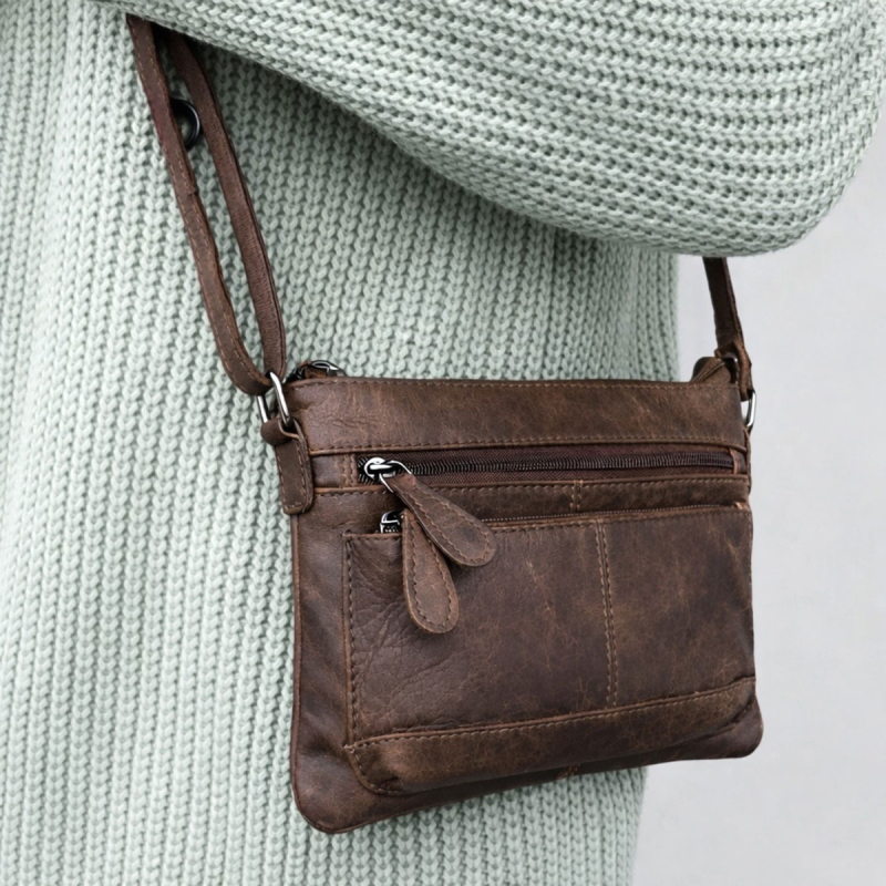Elvira crossbody taske i bøffellæder - Leather design  - Freja skind