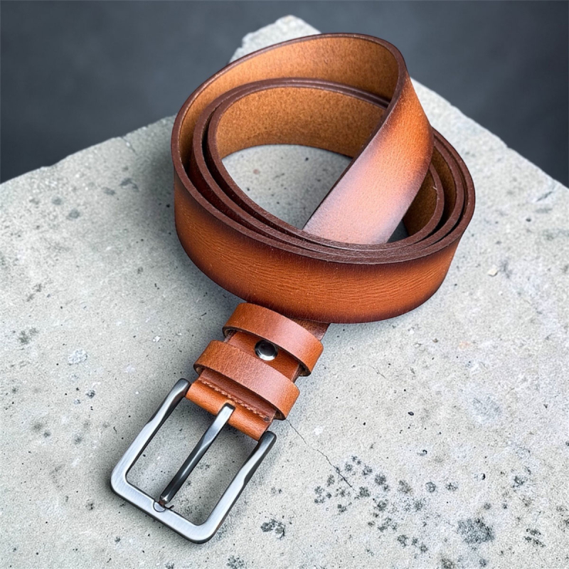 Mulsane herrebælte i blød patineret cognac læder - Freja skind