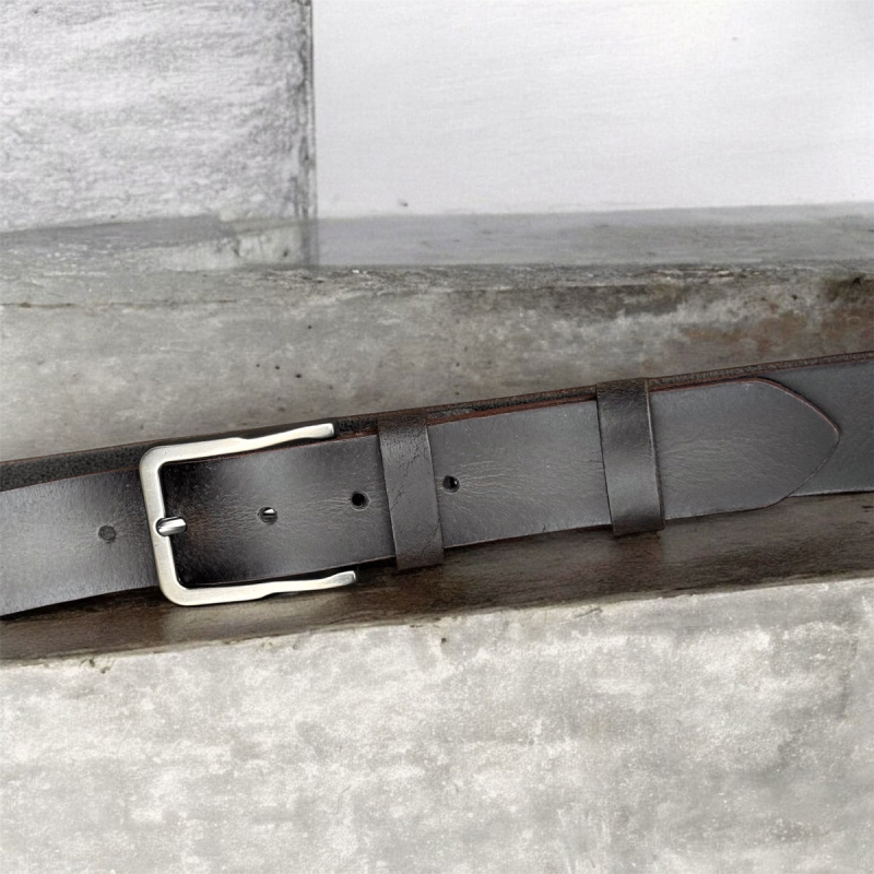 Brun Mulsane herrebælte i kernelæder - Freja skind