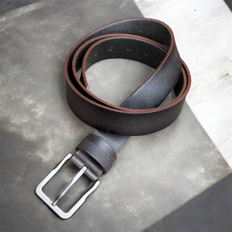 Brun Mulsane herrebælte i kernelæder - Freja skind