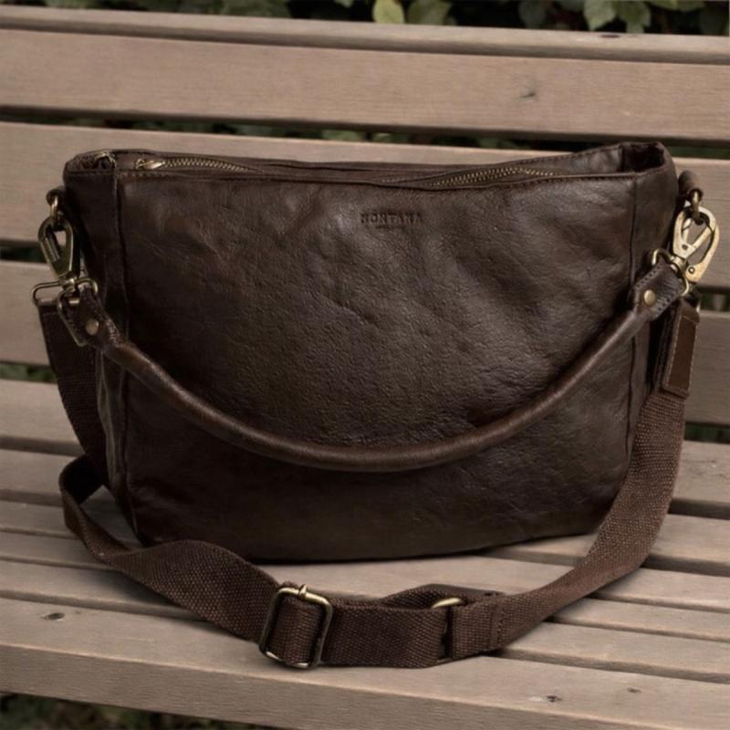 Brun skuldertaske - Bøffelskind - Gerty - Montana - 272304