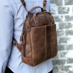 Brun rygsæk i bøffellæder - Dame - Leather design ur1606 - Freja skind