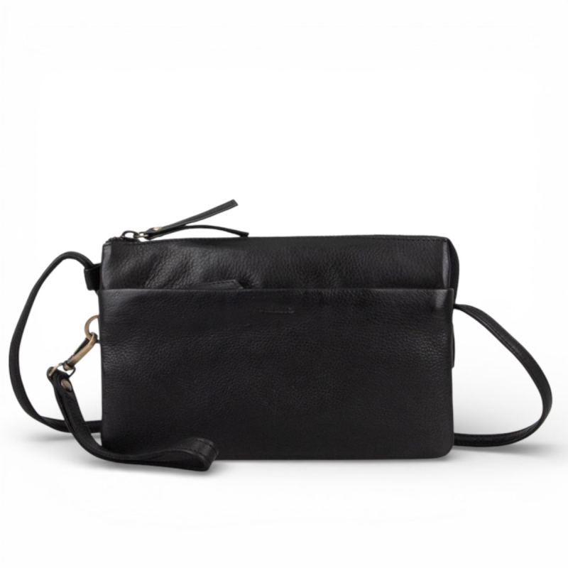 Bolette clutch - Crossbody taske - aft hånd og skulderrem - Blød sort kalveskind - Treats 282550