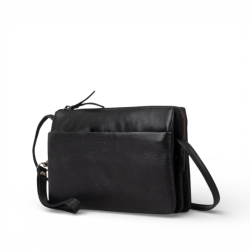 Bolette clutch - Crossbody taske - aft hånd og skulderrem - Blød sort kalveskind - Treats 282550