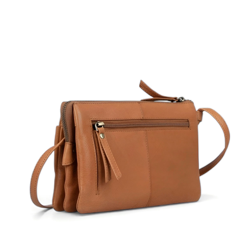 Smart clutch - Crossbody-väska i mjukt cognac kalvskinn - Treats
