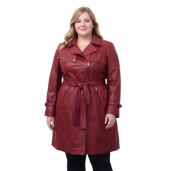 Rød trenchcoat - Kylie - blød lammeskind - Freja skind