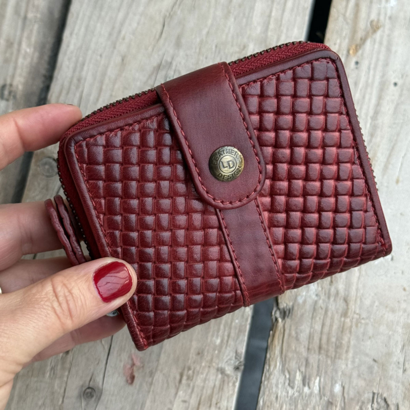 Varm rød damepung - Anne - Leather design - Freja skind